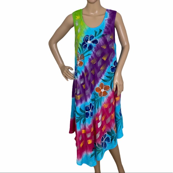 😳SALE😳 MM Collection Women Dress Multi Blue Baltic  Rayon - Picture 4 of 8